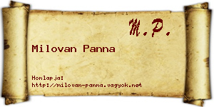Milovan Panna névjegykártya